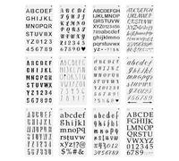12Pcs Letter Stencils Alphabet Number Calligraphy Stencils Set Reusable Plastic Assorted Styles for Painting on Wood Wall Journal Notebook Scrapbook DIY Art Crafts Projects