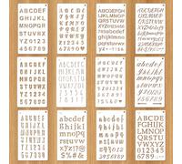 12pcs Letter Stencils for Painting, Reusable Plastic Alphabet and Number Stencils, Letter and Number Stencil for Scrapbooking Letters for Painting Journal Scrapbook Art Projects, White,7 X 4 Inch