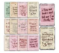 12PCS Library Card Aesthetic Insert Cards for Clear E-Reader Case - Vintage Bookish Cardstock Decor Set, Dark Academia Style Decorative Back Inserts for 6.8" Devices, Reading Lover Accessories