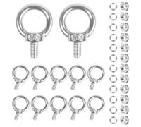 12PCS Lifting Eye Bolt, Eye Screws M6 Stainless Steel Eye Bolts Heavy Duty Ring Shoulder Eyebolt with Full Nuts and Washer for Living and Various Engineering Lifting Equipment Fasteners