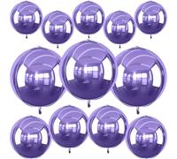 12Pcs Light Purple Round Foil Balloons, 22" 15" 10" 4D Helium Sphere Ball Balloon, Metallic Purple Foil Balloon for Birthday Graduation Wedding Anniversary New Year Eve Disco Prom Party Decorations