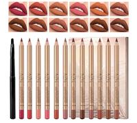 12pcs Lip Liners Set,Matte Lipstick Lip Liner Pencil,Longwear Smooth Lip Pencil,Smooth and Long-Lasting Lip Pencil Liner,Creamy Lip Liner,High Pigmented Waterproof Natural Lip Makeup