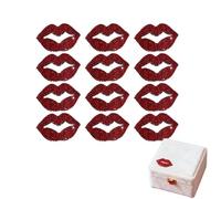 12Pcs Lips Rhinestone Iron on Applique Kiss Lip Crystal Hotfix Transfer Stickers Red Bling Patch Decals for T-Shirt Clothing Jacket Hat Bag Valentines DIY Decoration Embroidered Art Craft