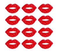 12Pcs Lips Rhinestone Iron on Applique Kiss Lip Crystal Transfer Patches