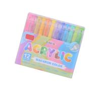 12Pcs Liquid Acrylic Marker 12 Color Acrylic Paint Pen Brush Marker for Painting On Paper Wood Glass Fabric Metal Stone Craft Markers