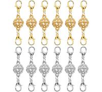 12Pcs Locking Magnetic Labstor Necklace Clasps Magnetic Necklace Clasps and Closures for Necklaces Bracelet Extender for Jewellery Making (Gold and Silver)