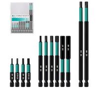 12pcs Long Hex Bit Set Alan Keys Sets for Drill Impact Drill Allen Key Bit Set 50mm+90mm+150mm H2-H8 Impact Allen Wrench Drill Bits Set, 1/4" Allen Shank S2 Steel Bits