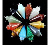 12Pcs/lot Carved Pendulum Mixed Gemstone Pendant Bead Stone Pendants 33x15mm Diy
