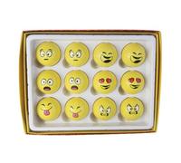 12pcs Lovely Emotions Face Golf Balls Funny Yellow Practice Golf Balls Novelty Golf Gifts Men Women Golfers Permanent