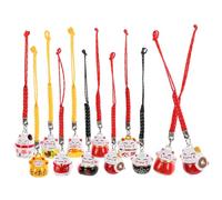 12pcs Lucky Cat Bell Keychain Maneki Neko Keyring Japanese Beckoning Cat Keychain Key Chain Fengshui Good Health Mascot Avoid Evil