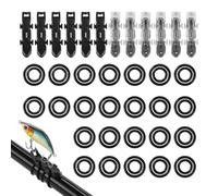 12pcs Lure Magnetic Automatic Hooker, Fishing Hook Keeper with 2 Sizes Rubber Rings Magnetic Fishing Hook Holder Accessories (Black & Transparent)