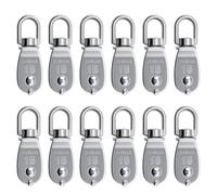 12PCS M15 Single Pulley Block 304 Stainless Steel Single Wheel Wire Towing Wheel 360 Degrees Swivel Pulley Hook Pulley Roller Smooth Lifting & Towing Solution for Garage, Garden, Boat, Home Use