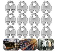 12pcs M3 Cable Clamps Heavy Duty 3mm Wire Rope Clip 304 Stainless Steel U Bolts Saddle Fastener Wire Rope Clamps Metal Cable Crips for Rigging Tension Garden Fences