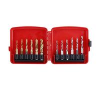 12pcs M3 - M10 Hex Shank Plated HSS Thread Tap Set, Metric and Inch Screw Taps Tool, Spiral Flute Drill Tap Bits for Drilling and Tapping in One Pass with Red Case for Met
