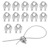 12Pcs M3 Wire Rope Clamps - 304 Stainless Steel U-Shaped Cable Clamps with Nuts and Saddle, Heavy Duty Anti-Rust Rope Fixing Clips for 1/8 Inch Cables, Fence Wire, Garden Rigging, Marine Use