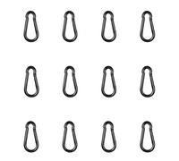 12PCS M4 Black Spring Snap Hook Carabiner, 4CM Heavy Duty Galvanized Steel Carabiner Clip, 110LBS Holding Capacity Spring Clips for Hammock Swing Outdoor Travel