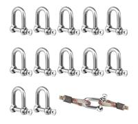 12pcs M5 D Shackle, 304 Small Stainless Steel Shackles for Camping,Climbing | Silver 3/16" 5mm, Load Capacity: 0.16 Tonnes,Secure Connection, Corrosion-Resistant & Durable,Fit Load-Bearing Applications