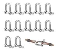 12pcs M5 D Shackle, 304 Stainless Steel d rings, D Ring Shackles, for Heavy Construction, Marine Mounting, Camping, Sports, Hiking Accessories (silver 3/16" 5mm Load capacity: 0.16 tonnes)