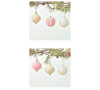 12Pcs Macaron Color Christmas Ball Pendant Christmas Party Christmas Ball Decor, pink yellow white