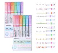 12pcs Magic Border Stamp Pens Set, Effortless Decorative Line Roller for Drawing & Note Taking, Colorful Border Pens for Journaling, Planners, Cards (Multicolor)