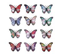 12pcs Magnet Butterfly Decorations, Christmas Butterfly 3D Butterflies Wall Decal Butterfly Magnet for Christmas Party Home Refrigerator Decoration (Snowman Style)