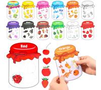 12Pcs Magnetic Colour Sorting Safe Kids Fridge Magnets 60 Pcs Vibrant Learning Magnet Game Educational Refrigerator Whiteboard Learning Toy Fridge Magnets with DIY Outer Frame for Toddlers Age 3-6