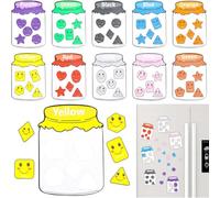 12Pcs Magnetic Colour Sorting Toys, 60 Vibrant Colour & Shape Learning Fridge Magnets Set, Educational Magnetic Sorting Game, Early Learning Toy for Toddlers 2-6 Years (B)