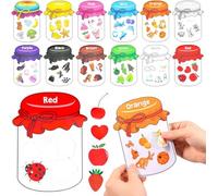 12Pcs Magnetic Colour Sorting Toys, 60 Vibrant Colour & Shape Learning Fridge Magnets Set, Educational Magnetic Sorting Game, Early Learning Toy for Toddlers 2-6 Years (A)