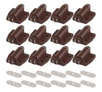 12Pcs Magnetic Drawer Catch Heavy Duty Cabinet Magnetic Catch with Screws ABS Push to Open Cabinet Hardware Push Release Brown