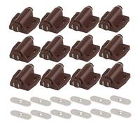 12Pcs Magnetic Drawer Catch Heavy Duty Cabinet Magnetic Catch with Screws ABS Push to Open Cabinet Hardware Push Release for Furniture Drawer, Brown Latch