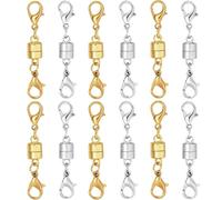 12PCS Magnetic Necklace Clasp and Closures with Double Lobster Clasp, 14K Gold and Silver Necklace Extenders for Women Jewelry Magnetic Clasps for Necklaces, Bracelet Necklace Extender