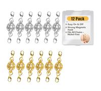 12Pcs Magnetic Necklace Clasps Labstor for Jewellery Making, Magnet Extender Clasps for Bracelet Necklaces Anklet Chain Fasteners Clasps for DIY Anniversary Holiday Christmas Gifts Gold & Silver