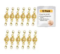 12Pcs Magnetic Necklace Clasps Labstor for Jewellery Making, Magnet Extender Clasps for Bracelet Necklaces Anklet Chain Fasteners Clasps for DIY Anniversary (Gold)