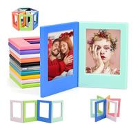 12Pcs Magnetic Photo Frame - Magnetic Picture Frames for Fridge Mini Plastic Magnet for Polaroid/Instax Photo Frame 2x3 Inch 12 Color DIsplay for Tabletop/Refrigerator/School/Office (8.8 x 6.5 cm)