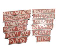 12PCS Magnetic Toolbox Labels,3D Printed Magnetic Tool Box Labels,Mag/netic Toolbox Label Stickers,Strong Magnet Reusable Tags, Tool/Box Drawer Tags,Reusable Tool/Box Lab/els (Red)