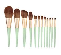 12pcs Makeup Brushes Set, Foundation Blush Powder Concealer Eye Shadow Cosmetic Brushes with Soft Man - Made Fiber Bristles, Green Handle for Face and Eye Makeup