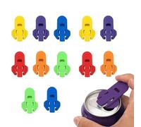 12pcs Manual Easy Can Opener, Colorful Soda Beer Can Tab Cover, PlasticProtector Leakproof Drink Shield, Leakproof CanTop Ring, Universals CansCover Openers Protector for Cola Soda Beer Drinks