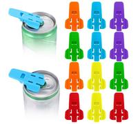 12pcs Manual Easy Tab Opener, Colorful Beverage Can Cover Protector, Beverage Can Top Ring Opener Tool, Soda Beer Cans Openers, Plastic Easy Tab Openers