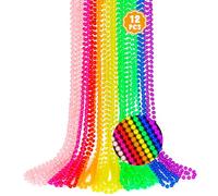 12PCS Mardi Gras Beads Neon, Glow in the Dark Metallic 8 Kinds of Color Bead Necklaces, 33" Beaded Necklace Costume Party Favor Supplies for Festival Parade Throw Accessories Wedding Birthday