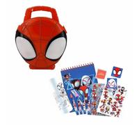 12Pcs Marvel Spiderman 3D Stationery Set - Art & Christmas Coloring Set Kit in Briefcase with Notebook, Pencils, Crayons, Stickers & Stamps - Creative Travel Gift for Kids Ages 3+