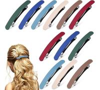 12pcs Matte Finish French Barrette Hair Clips, Made of Durable Plastic -Comfortable texture: the plastic matte material provides a pleasant feel and reduces slipping (Assorted color -Product...