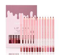 12Pcs Matte Lip Liner Pack Nude, Waterproof Lipliner Pen Long-lasting, Water Proof Smudge-Proof Nude Lip Liner Pencil, High Pigmented Natural Lipliner Makeup, For Daily And Holiday