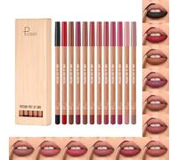 12Pcs Matte Lip Liner Pencil Set, Waterproof Lipliner Pencil Lasts 24H +, Smudge-Proof Lip Liner Pen, Smooth and Long-Lasting Makeup Lip Pencil, for Daily Makeup and Holiday