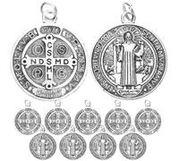 12PCS Medals, Virgin Mary Medal Jesus Cross, Medals Bulk St Christopher, St Benedict, Saint Jude Archangels Seal for Men Women Saints Necklace