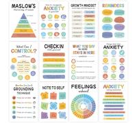 12Pcs Mental Health Posters, Therapy Office Decor, Counseling Office Must Haves School Counselor Supplies, Mental Health Wall Art Decor Home Office Classroom Inspirational Positive Poster (10"x14")