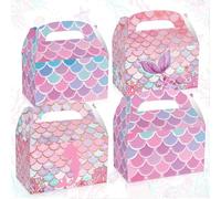 12PCS Mermaid Party Favor Bags Under the Sea Party Goodie Bags Marine Sea Animals Treat Bags Reusable for Girls Birthday Baby Shower Bridal Shower
