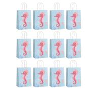 12pcs Mermaids Print Paper Gift Packaging Bag Sea Themed Party Present Bags With Handle Holiday Celebrations Supplies Birthday Party Bags