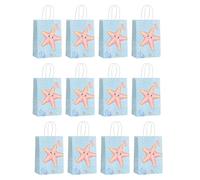 12pcs Mermaids Print Paper Gift Packaging Bag Sea Themed Party Present Bags With Handle Holiday Celebrations Supplies Birthday Party Bags