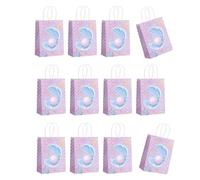 12pcs Mermaids Print Paper Gift Packaging Bag Sea Themed Party Present Bags With Handle Holiday Celebrations Supplies Birthday Party Bags