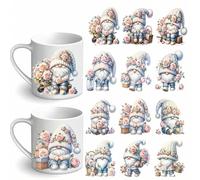 12pcs Merry Christmas Doll Rose Gnome Floral Flower UV DTF Cup Wraps Transfer Sticker for Glass Cups Furniture Craft DIY Crafts，Rub on Transfer Stickers for DIY Water Bottle Laptop Decal Wood Car